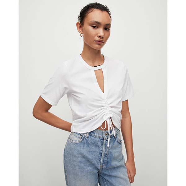 Allsaints Australia Womens Gigi Centre Drawcord T-Shirt White AU05-408